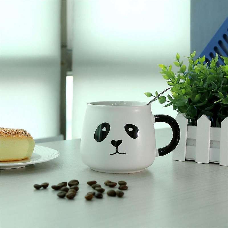 Panda Ceramic Cup with Lid Student Water Cup Valentine's Day Gift A