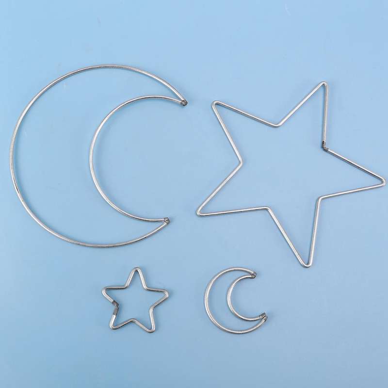 Moon Star Dream Catcher Metal Hoop Rings Circle Macrame for Diy Craft