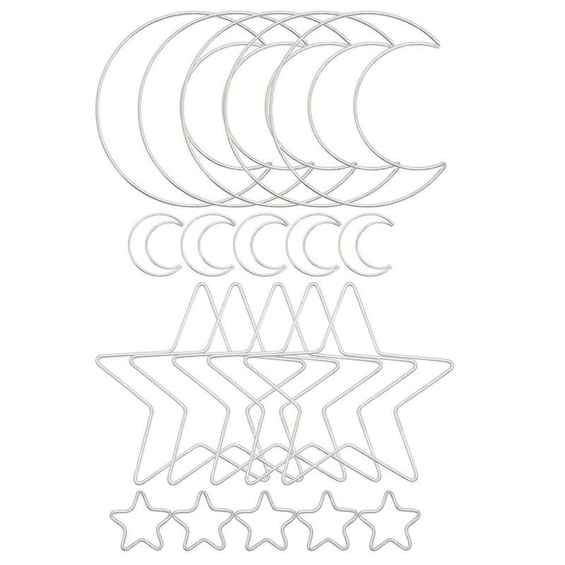 Moon Star Dream Catcher Metal Hoop Rings Circle Macrame for Diy Craft