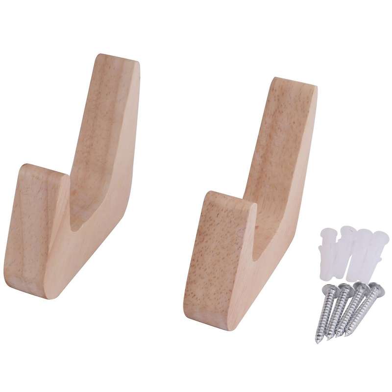4pcs Natural Wood Clothes Hanger Coat Hook Decorative Key Holder