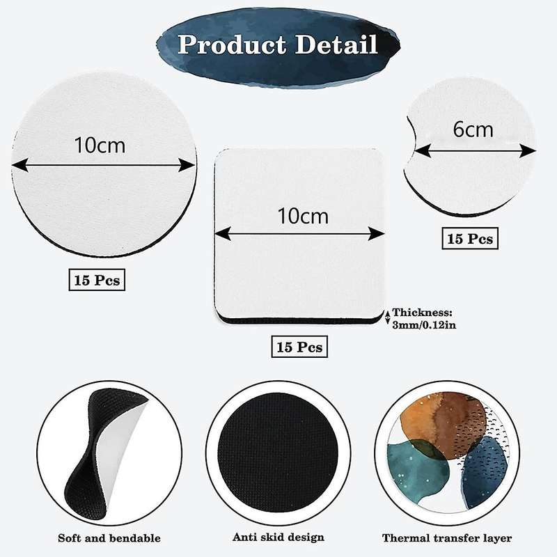 Sublimation Coaster Car Coasters,heat Transfer Cup Mat for Decor