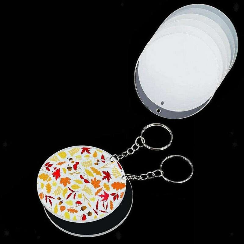 Acrylic Keychain Blanks with Key Rings Tassel Jump Rings Plush Balls