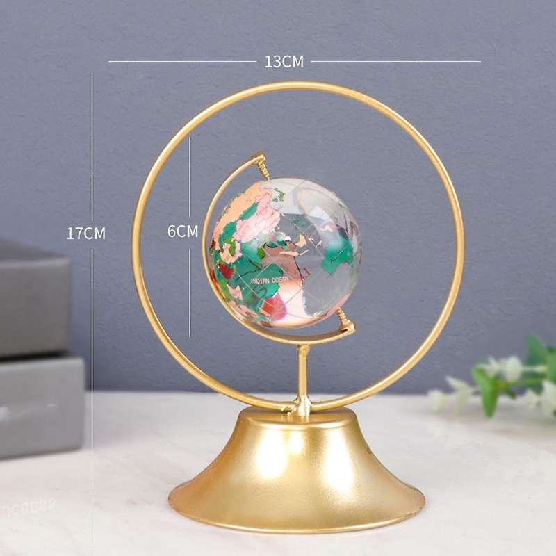 Light Luxury Crystal Globe Decoration Metal Craft Decoration, S