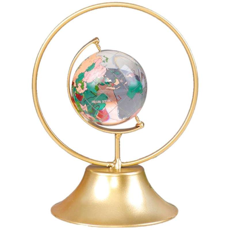 Light Luxury Crystal Globe Decoration Metal Craft Decoration, S