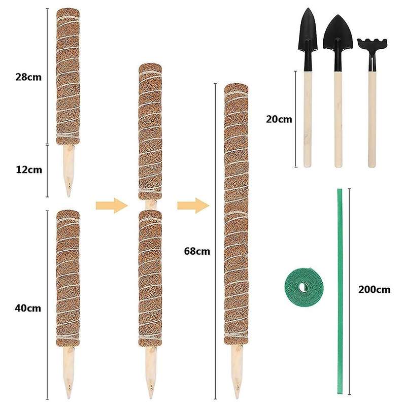 40cm Moss Rod Plant Stakes Stackable Coconut Pole