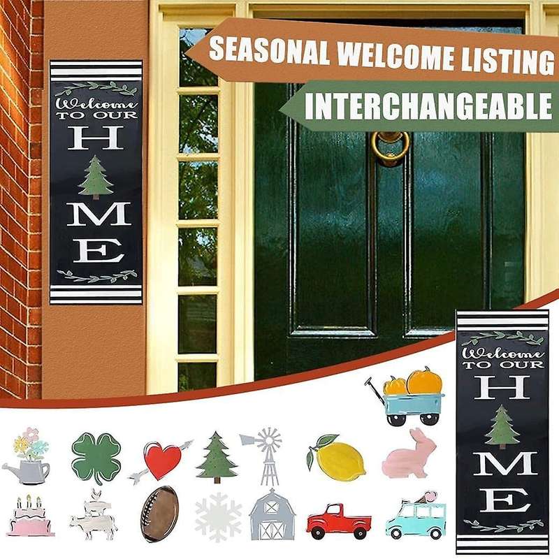 Welcome Sign Wooden Hanging Sign for Front Porch Wreaths