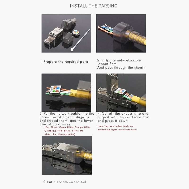 8pcs Shielded Rj45 Cat 7 Termination Plug Cat7 Connector -black