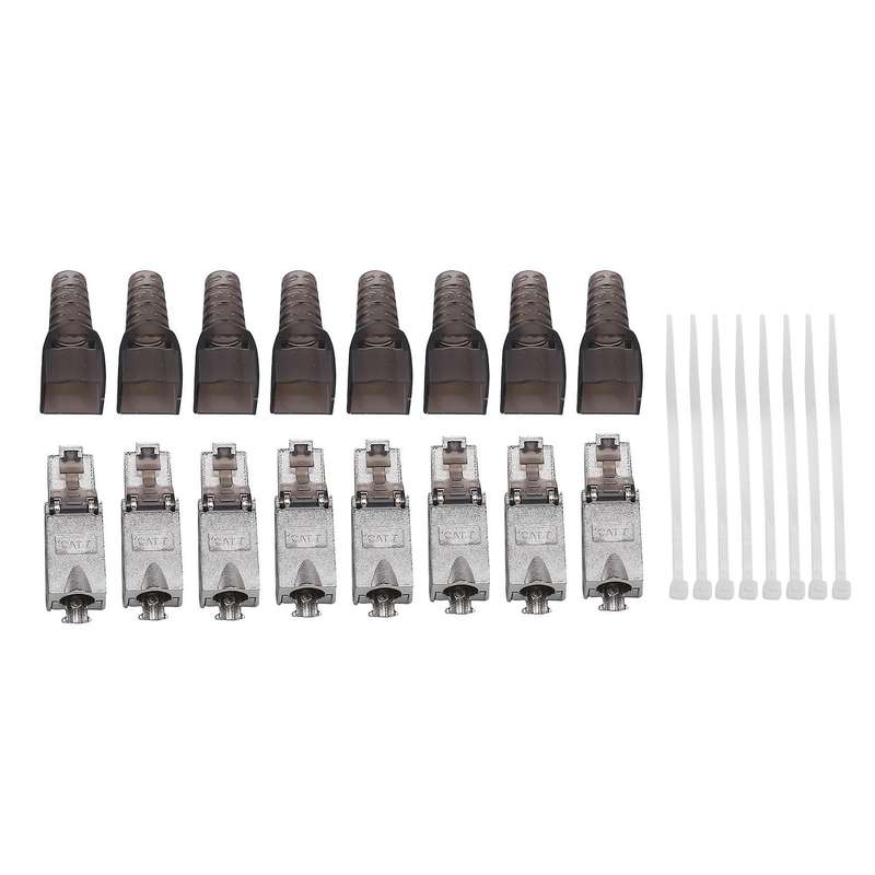 8pcs Shielded Rj45 Cat 7 Termination Plug Cat7 Connector -black