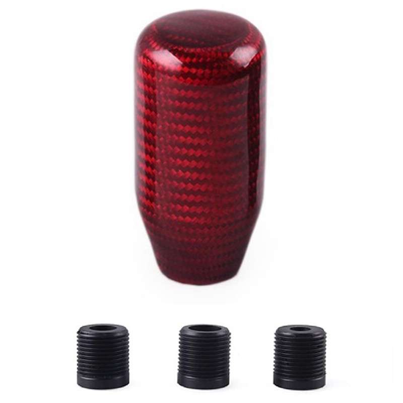 Real Carbon Fiber Red Universal Car Gear Shift Knob Head Shifter