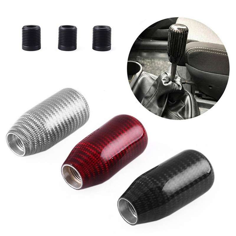Real Carbon Fiber Red Universal Car Gear Shift Knob Head Shifter