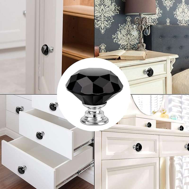 15pack 30mm Crystal Glass Door Cabinet Knobs for Drawers Home Decor