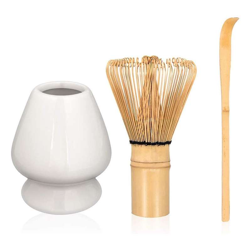 Traditional Matcha Tool Set Whisk + Whisk Stand + Tea Spoon White