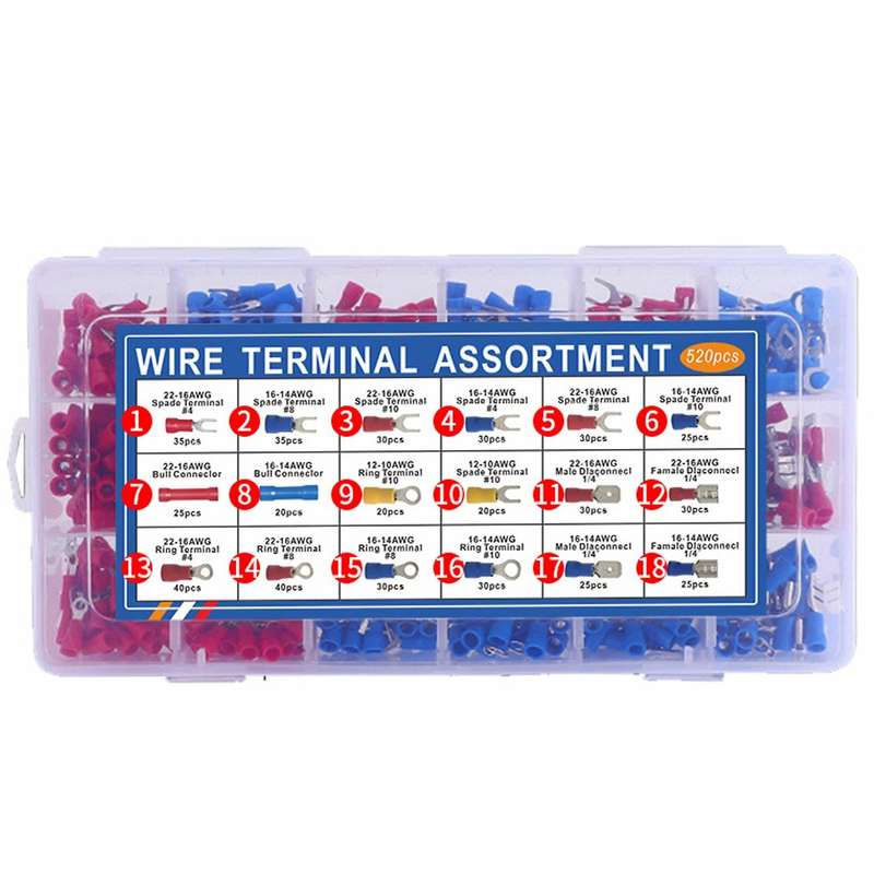 Electric Connector, 520pcs Insulated Terminal Connection Hybrid Ring