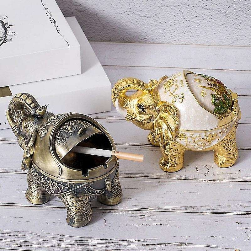 1pcs Windproof Ashtray Retro Metal Elephant Ashtray Silver