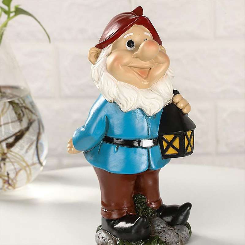 Funny Resin Garden Lantern Gnome Statue Cartoon Naughty Dwarf Doll