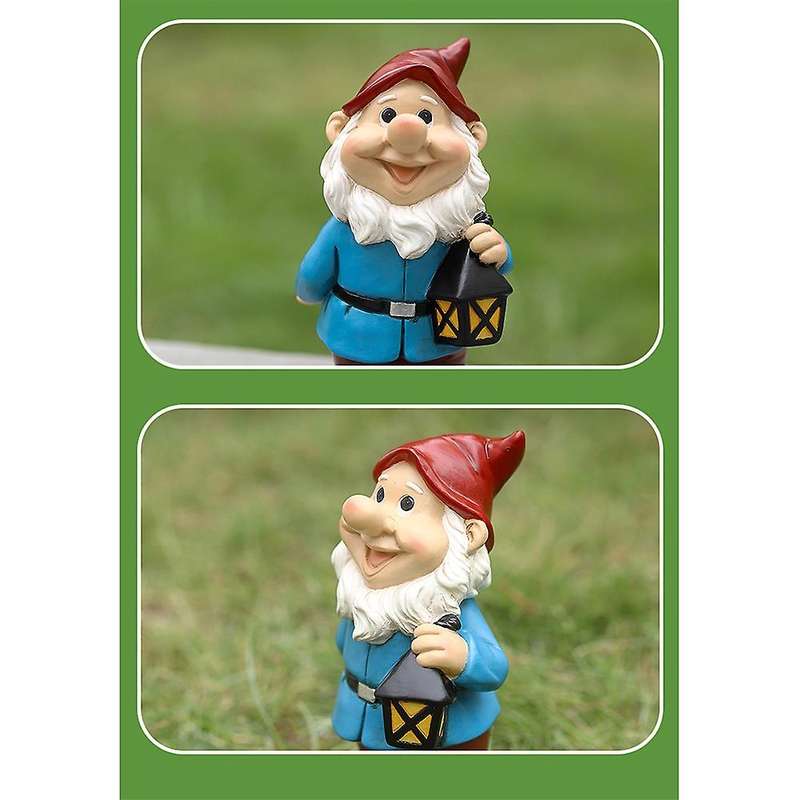 Funny Resin Garden Lantern Gnome Statue Cartoon Naughty Dwarf Doll