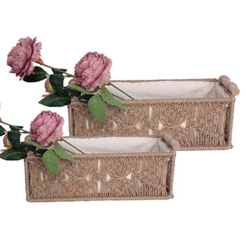 Bohemian Style Cotton Rope Woven Storage Basket Creative Retro S