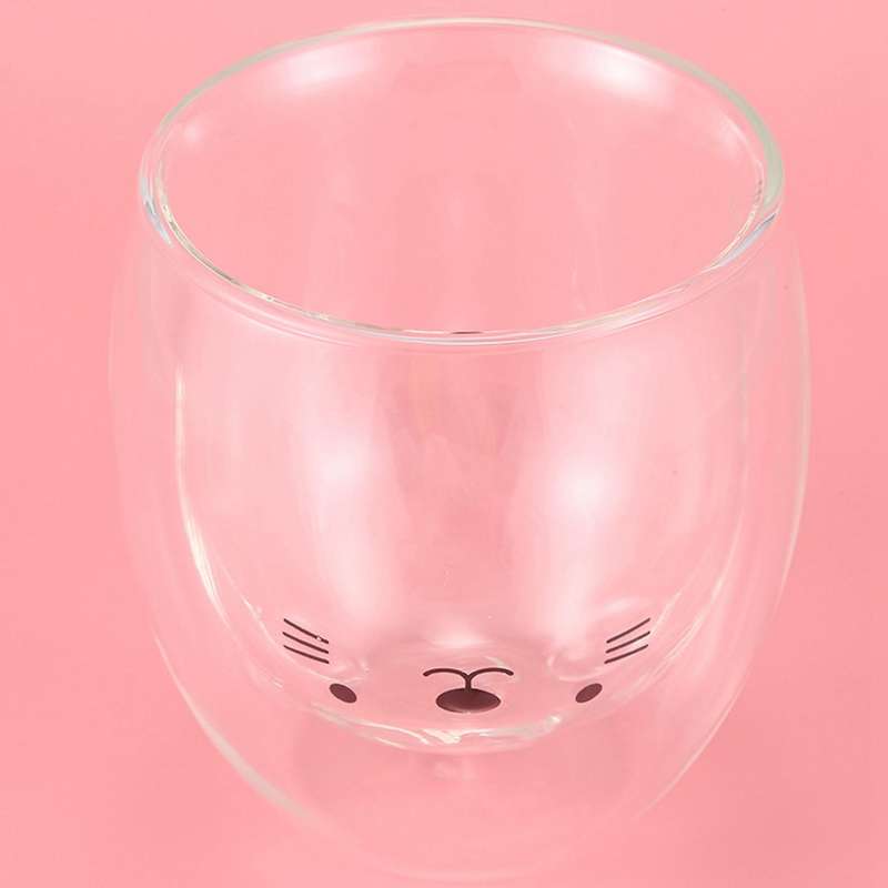 Double-layer Coffee Cup Glass Child Girl Cat