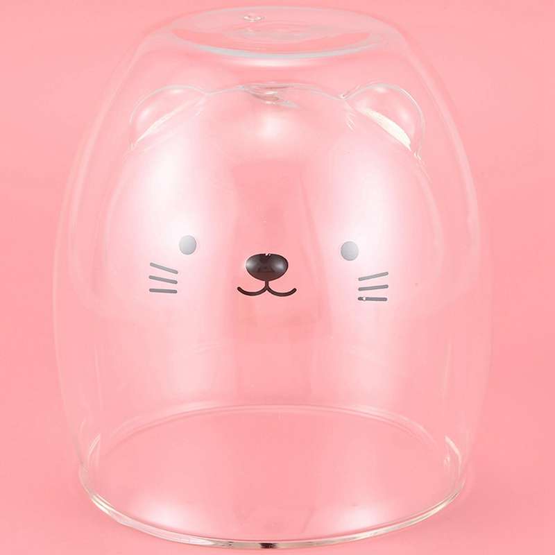 Double-layer Coffee Cup Glass Child Girl Cat
