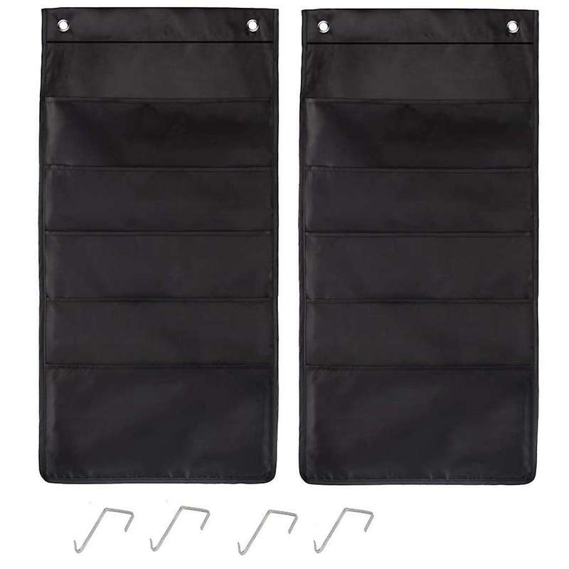 Storage Pocket Chart, 5 Pockets Hanging Wall File Organizer, 2 Pack