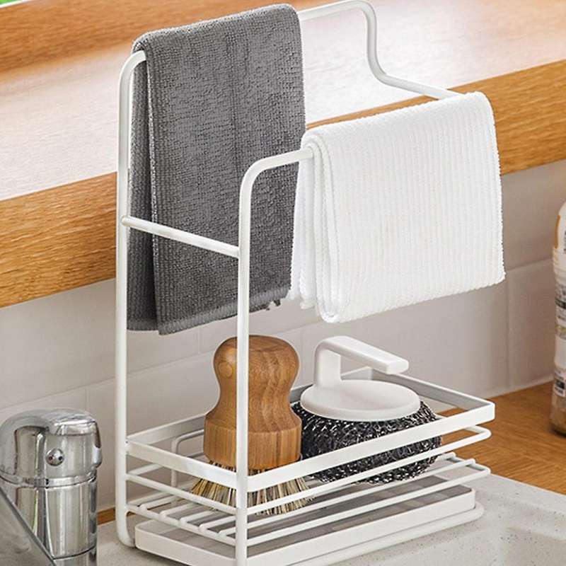Kitchen Rag Rack Household Iron Countertop Sponge Drain Rack