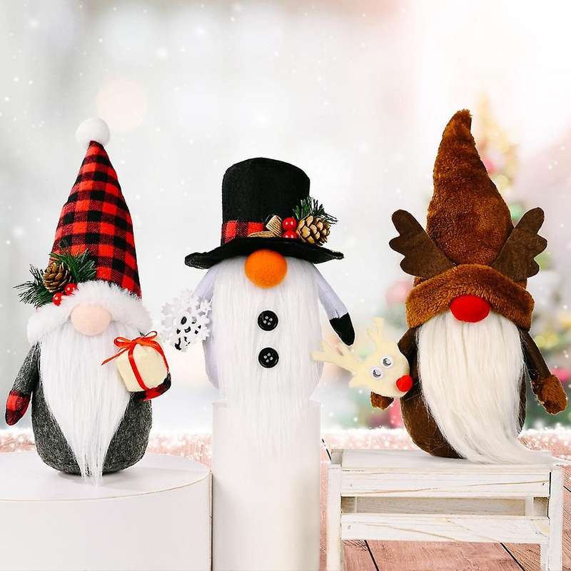 3pcs Plush Santa Gnomes Christmas Gnomes Christmas Elf Decoration