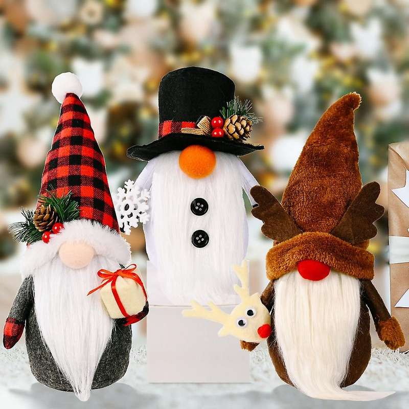 3pcs Plush Santa Gnomes Christmas Gnomes Christmas Elf Decoration