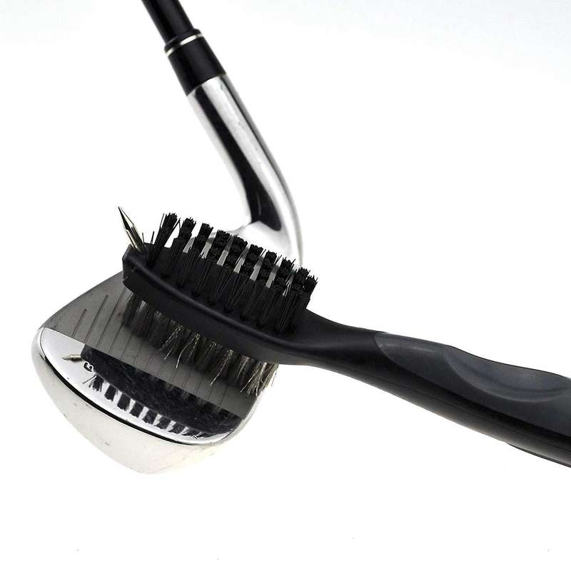 2x Pure Cotton Golf Towel Brush Tool with Club Groove Cleaner(black)