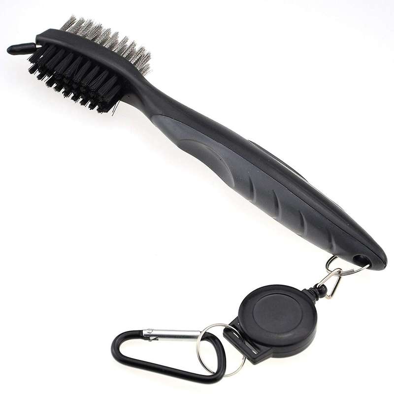 2x Pure Cotton Golf Towel Brush Tool with Club Groove Cleaner(black)