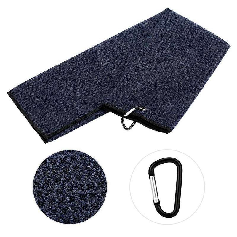 2x Pure Cotton Golf Towel Brush Tool with Club Groove Cleaner(black)