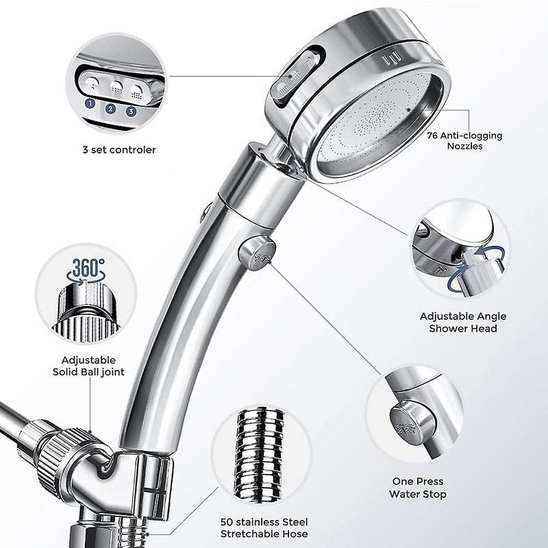 High Pressure Shower Heads Set, Detachable Shower Head with Handheld