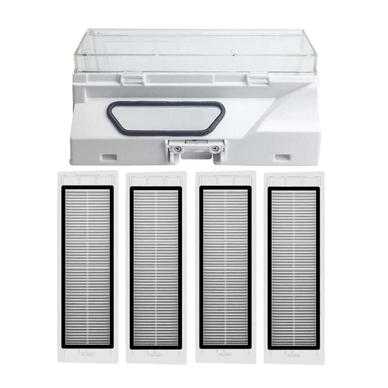 Dust Box for Xiaomi Roborock S50 S51 S52 T6 with 4 Pcs Hepa Filters