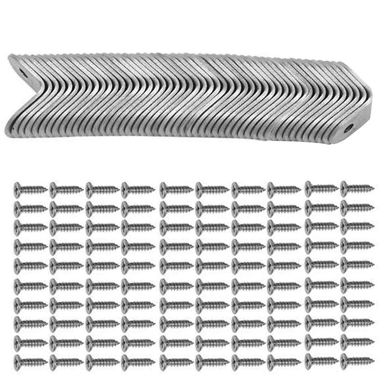 50pcs L Corner Bracket with Screws, for Furniture Bed Frame Cabinets