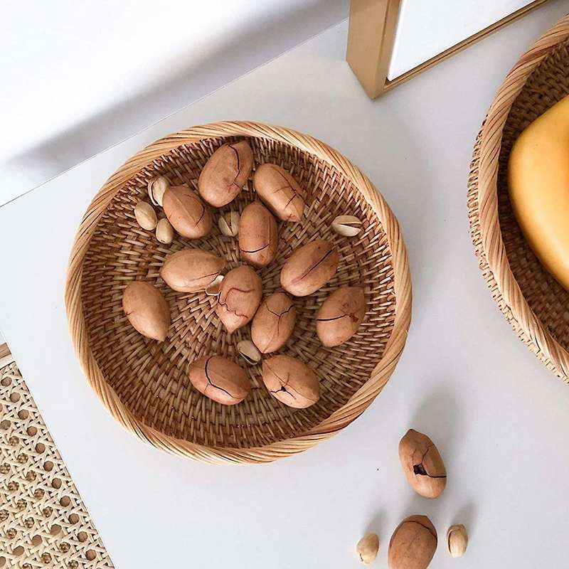 2 Pack Rattan Woven Storage Basket,bread Basket (7.5inch)