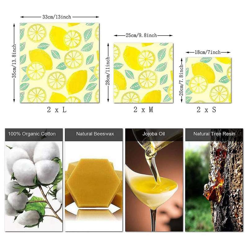 Set Of 6 Pack, Eco Friendly Reusable Food Wraps