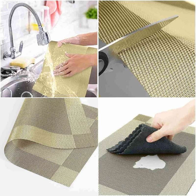 12pcs Placemats Non-slip Washable for Table 45x30cm(gold)