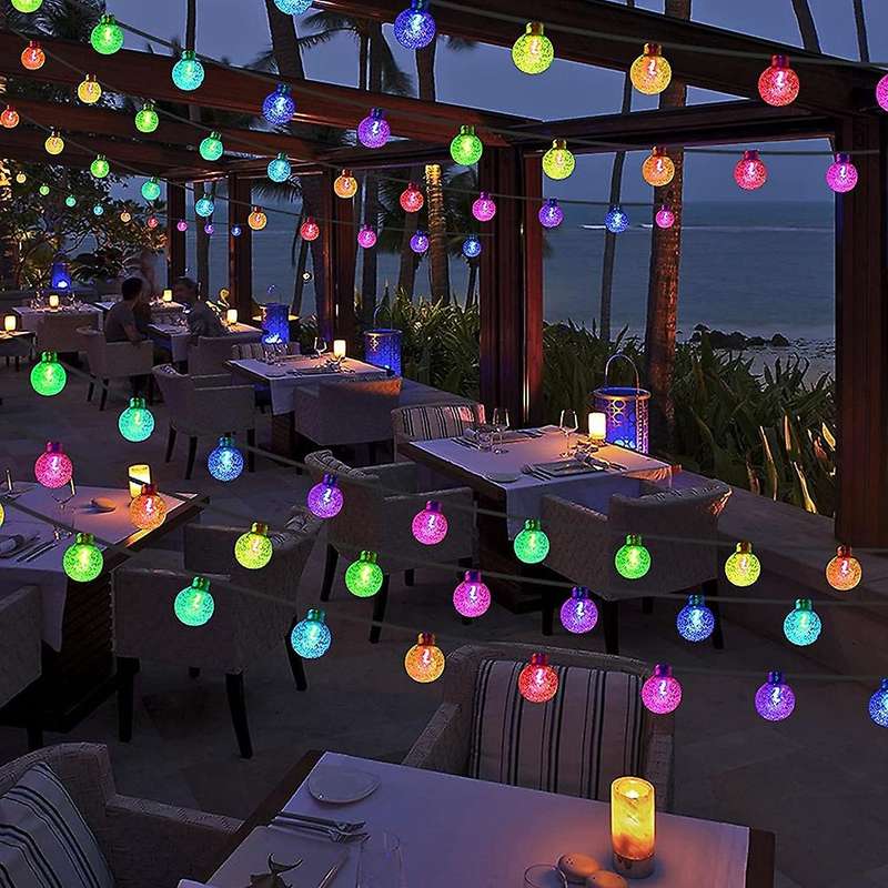 Outdoor Solar String Lights Colorful Led Bubble Ball Lights 7 Meters