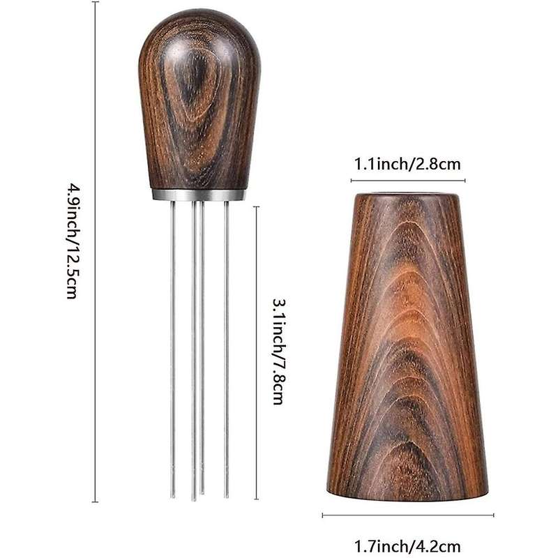 Espresso Stirrer, for Espresso Distribution, with Wood Base A