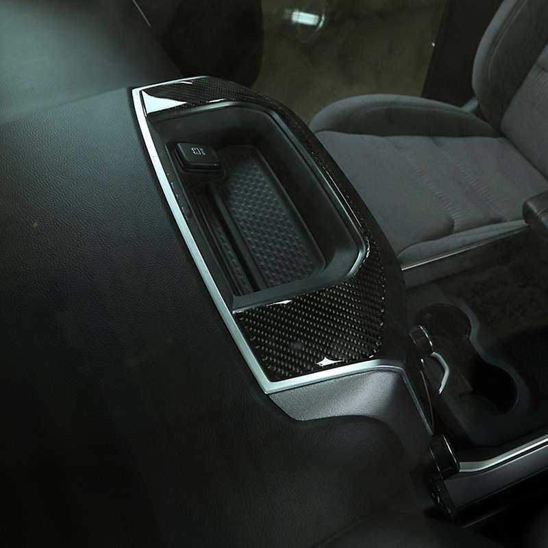 Car Center Console Storage Box Panel Decoration Cover, Carbon Fiber