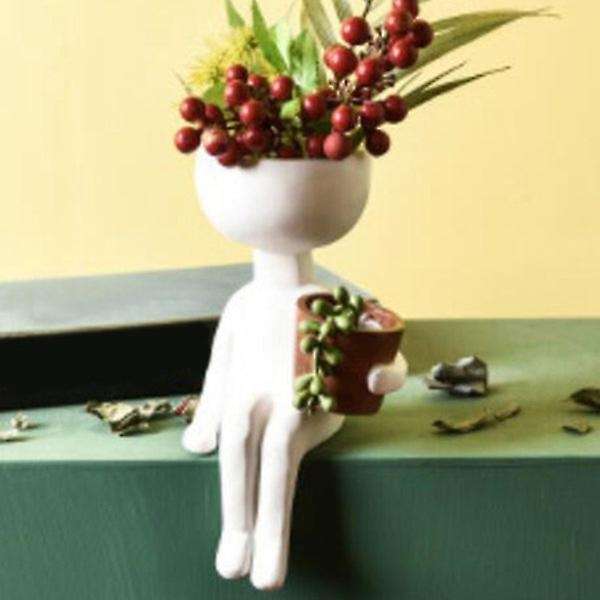 Art Portrait Vase Resin Flower Pot Abstract Character,white