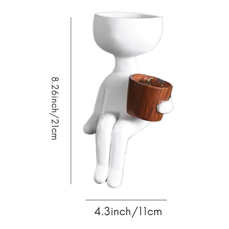Art Portrait Vase Resin Flower Pot Abstract Character,white
