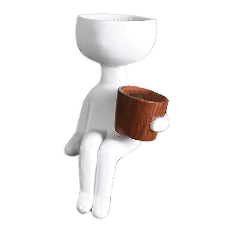 Art Portrait Vase Resin Flower Pot Abstract Character,white