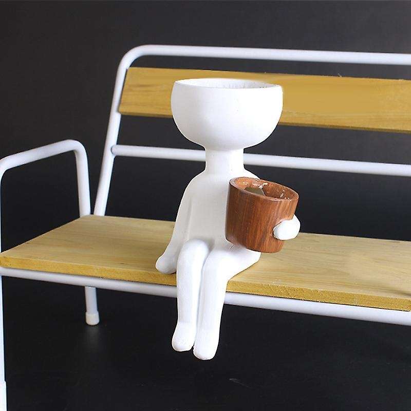 Art Portrait Vase Resin Flower Pot Abstract Character,white