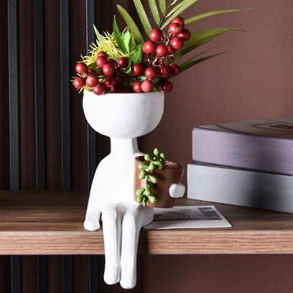 Art Portrait Vase Resin Flower Pot Abstract Character,white