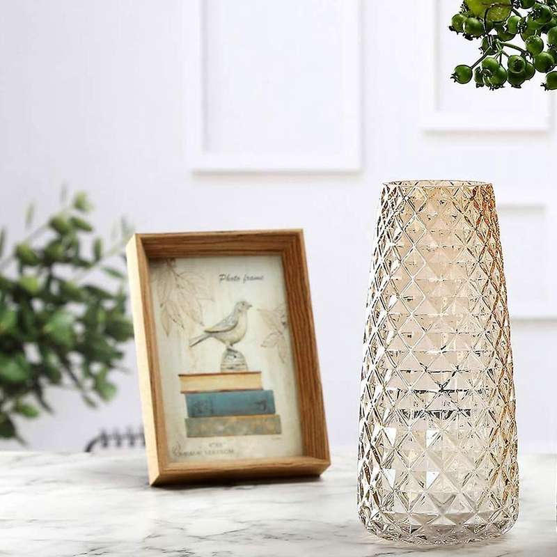 Decorative Glass Vase Crystal Clear Modern Decor Vase (amber Yellow)