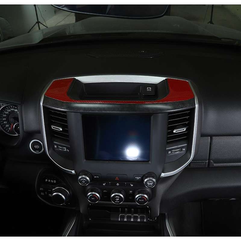 Car Center Console Storage Box Panel Decoration, Red Carbon Fiber