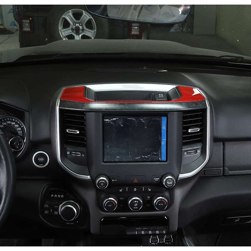 Car Center Console Storage Box Panel Decoration, Red Carbon Fiber