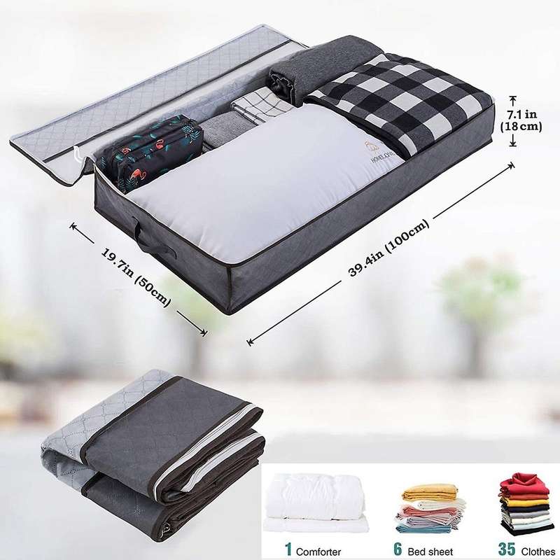 2 Pcs Large Under Bed Storage Bag,foldable Storage with Clear Window