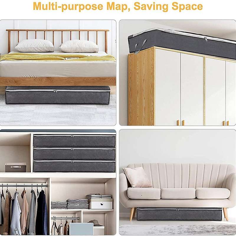 2 Pcs Large Under Bed Storage Bag,foldable Storage with Clear Window