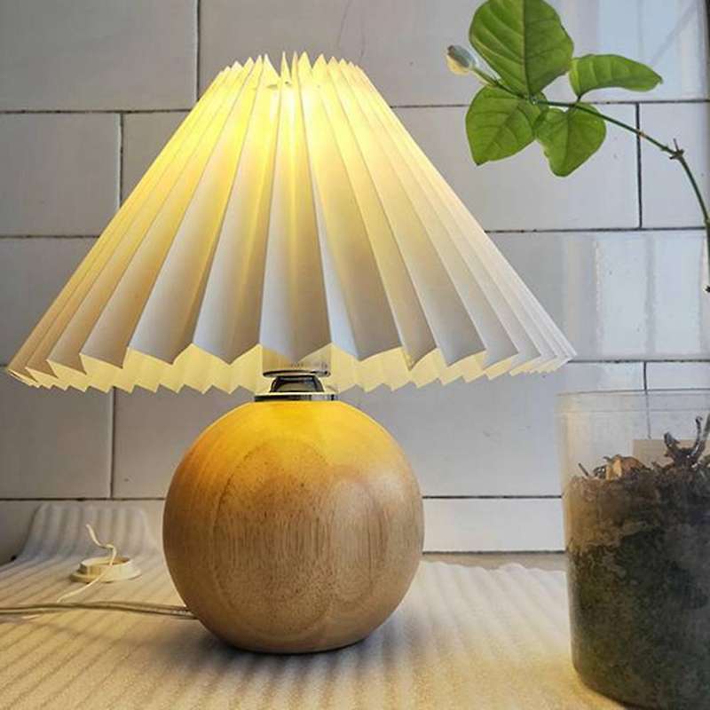 Pleats Lampshade for Table Lamp Standing Lamps Japanese Style -beige